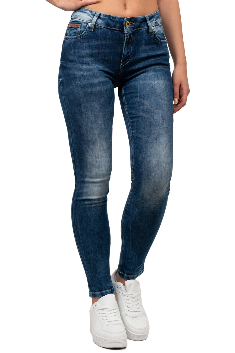 Damen Slim Fit Jeans Stonewashed WD461 - Blue