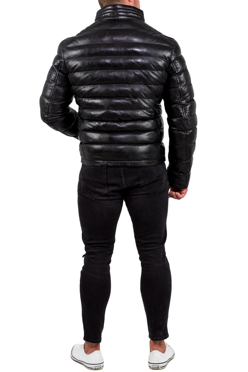 Reichstadt Herren Regular Fit Lederjacke Schwarz (Modell 19RS016) - Ansicht 4