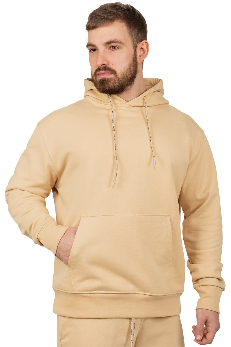 Herren Regular Fit Sport Hoodie Marken-Stick S-23RS034 - Beige