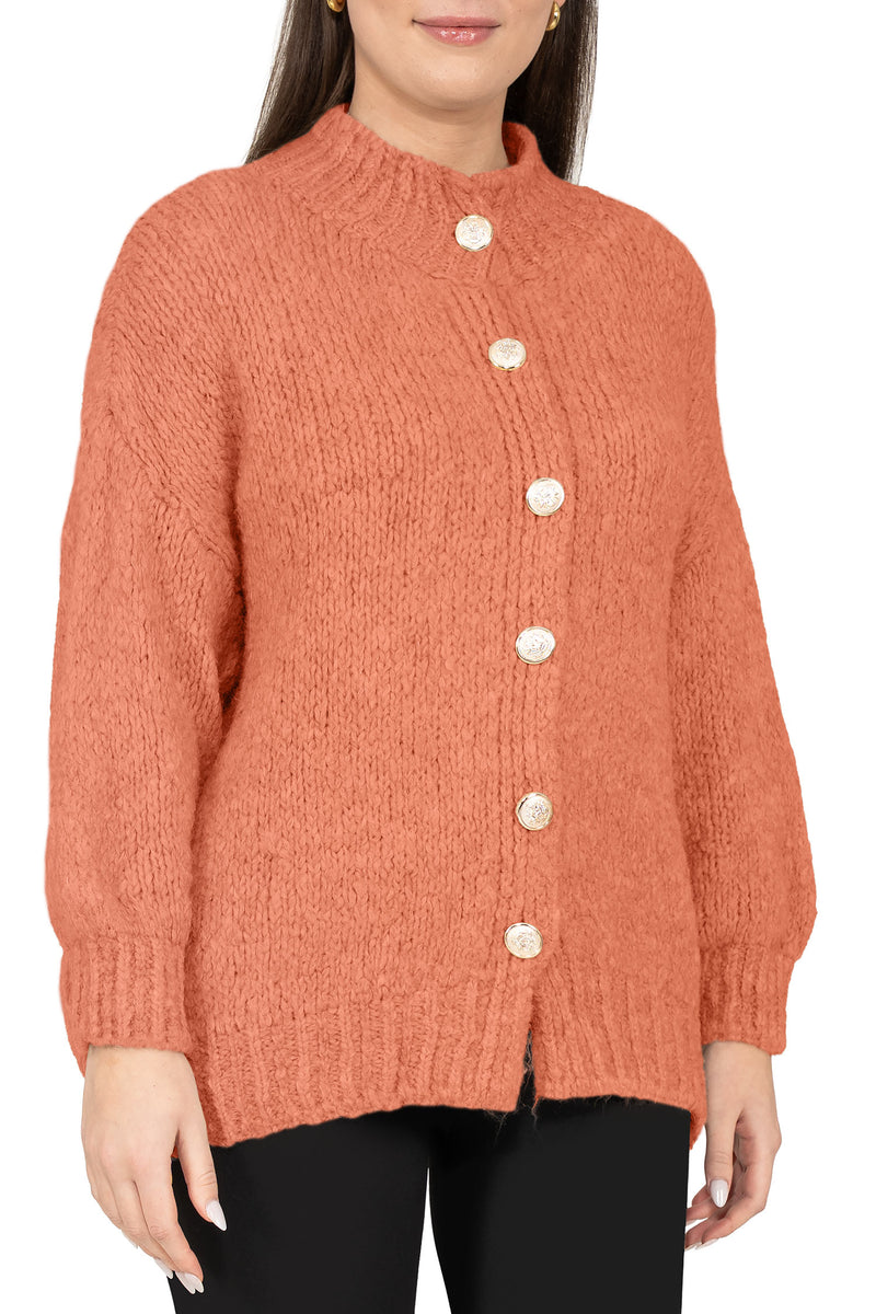 Damen Relaxed Fit Strickjacke 25RSW094 - Orange