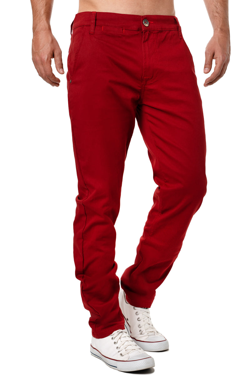 Herren Regular Fit Hose Mid Waist CD842 - Burgundy