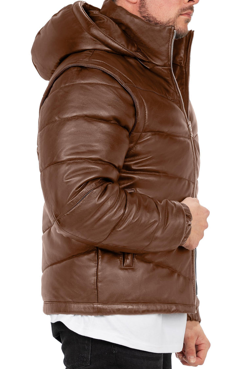 Herren Regular Fit Jacke Echtleder 22RS032LUX - Cognac