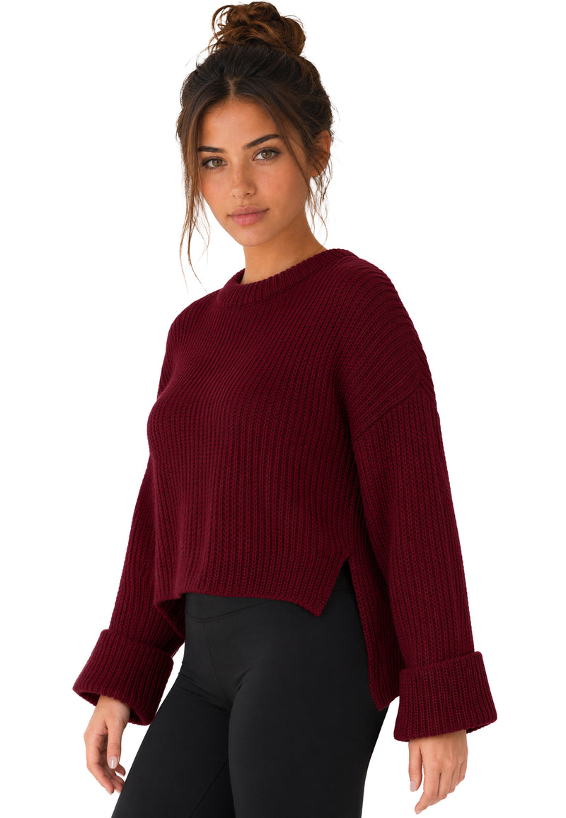Damen Relaxed Fit Strickpullover 25RSW093 - Bordeaux