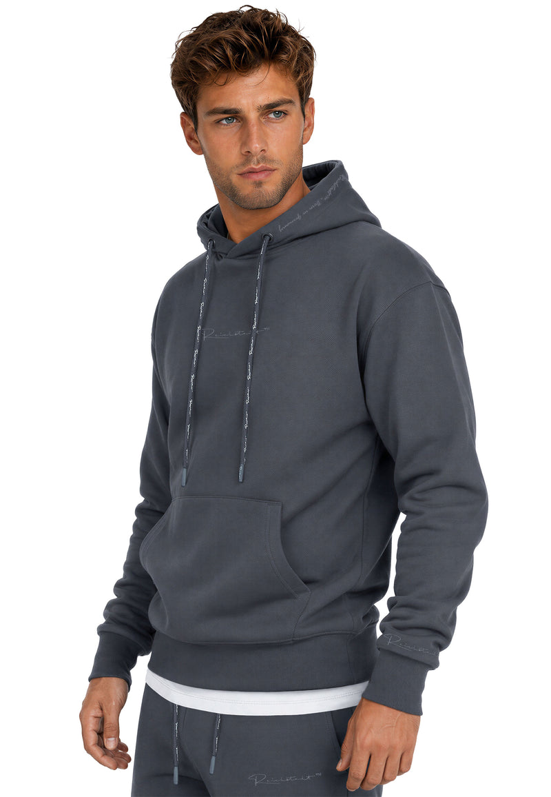 Herren Regular Fit Hoodie Marken-Stick 23RS034 - Anthracite