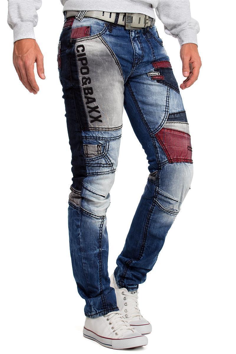 Herren Bequem Jeans Stonewashed CD574 - Blue