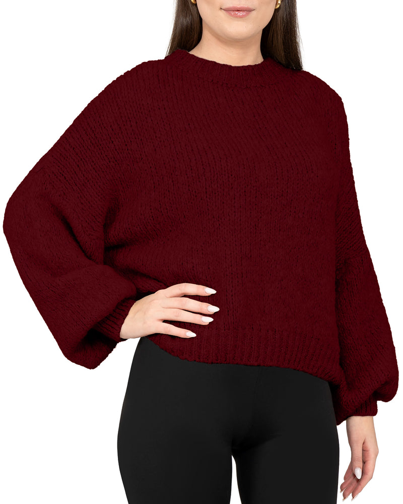 Damen Relaxed Fit Strickpullover 25RSW089 - Bordeaux