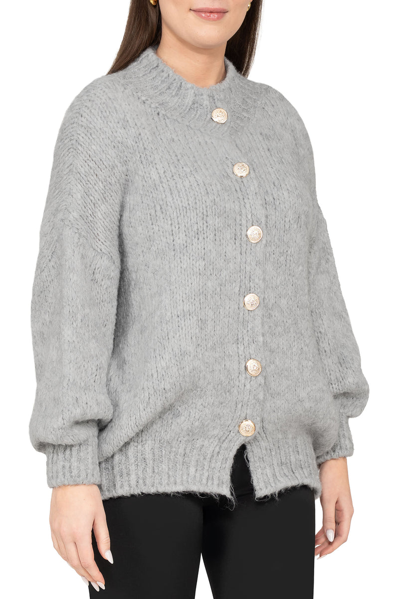 Damen Relaxed Fit Strickjacke 25RSW094 - Grey