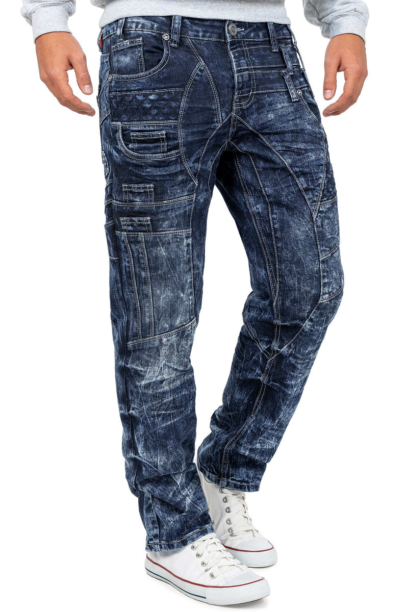 Herren Regular Fit Jeans Stonewashed KM006d - Blue