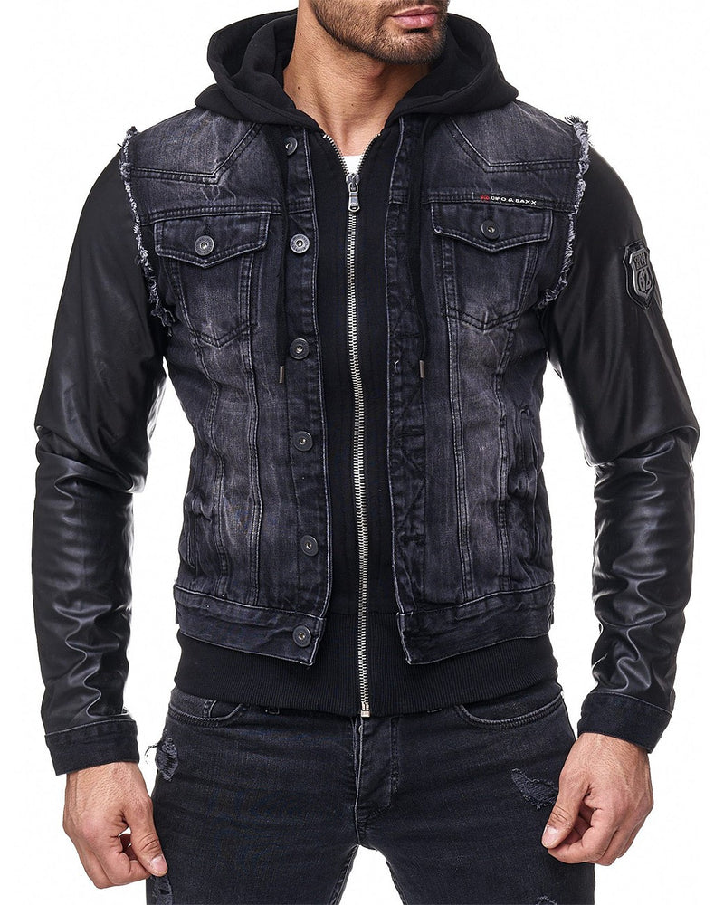 Herren Regular Fit Jacke Stonewashed C1290 - Black