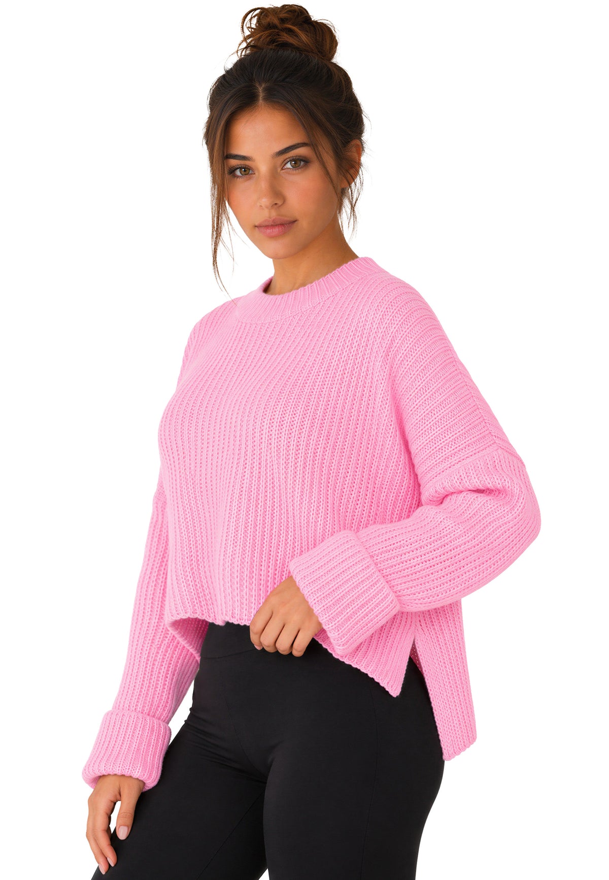 Damen Relaxed Fit Strickpullover 25RSW093 - Baby Rosa