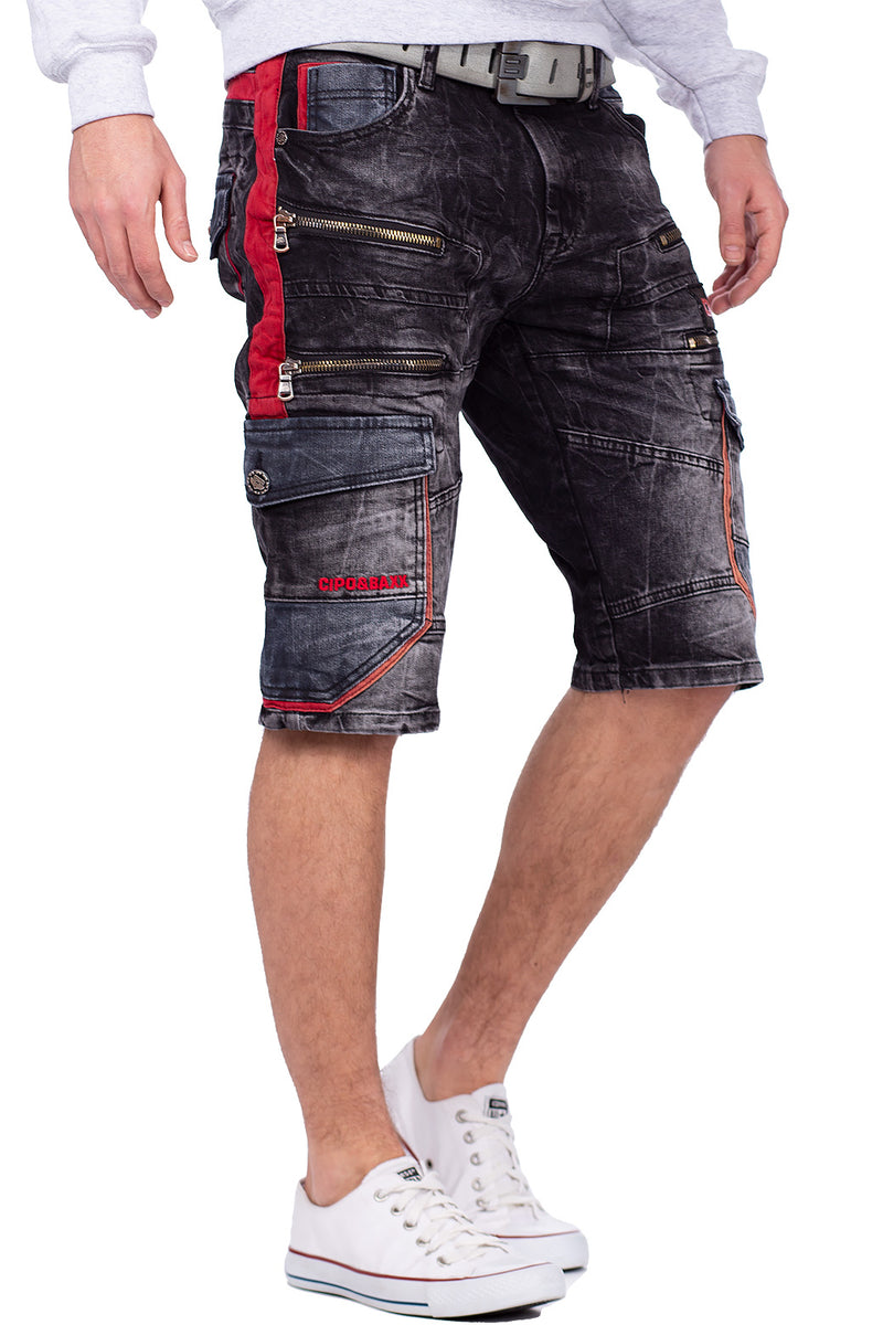 Herren Regular Fit Shorts Stonewashed CK224 - Black