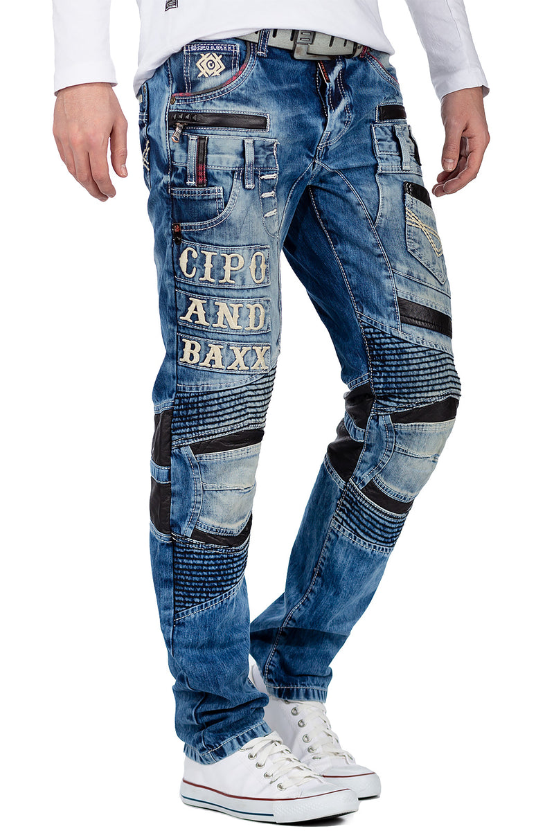 Herren Slim Fit Jeans Stonewashed CD637 - Blue