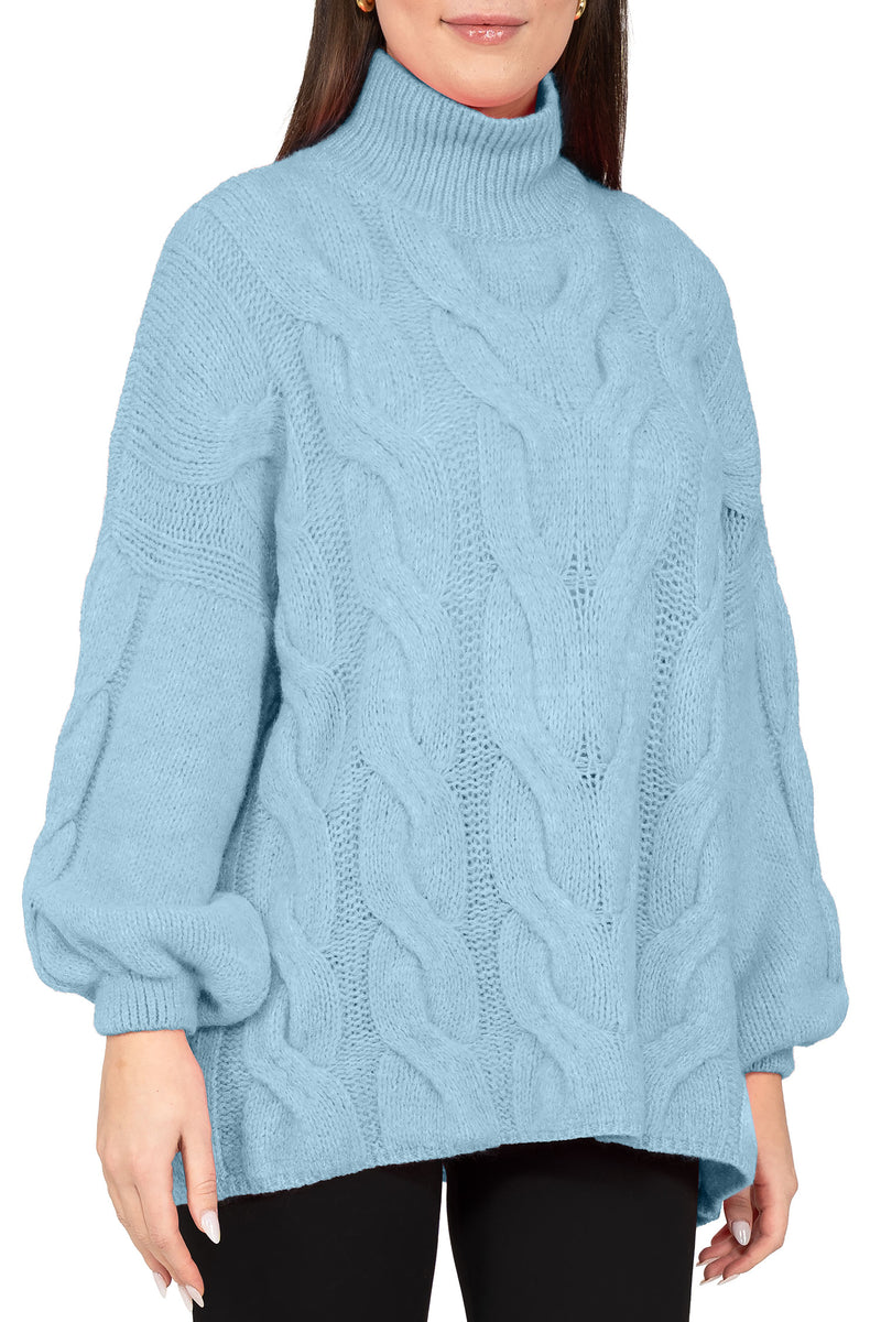 Damen Relaxed Fit Strickpullover 25RSW091 - Baby Blue