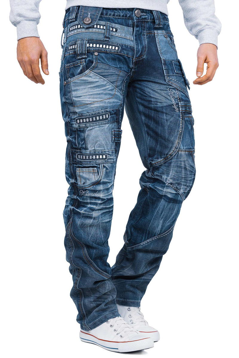 Herren Regular Fit Jeans Stonewashed KM001 - Blue