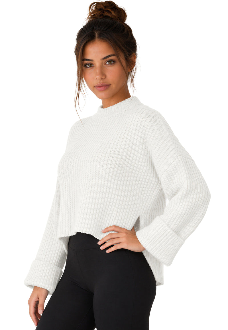 Damen Relaxed Fit Strickpullover 25RSW093 - White