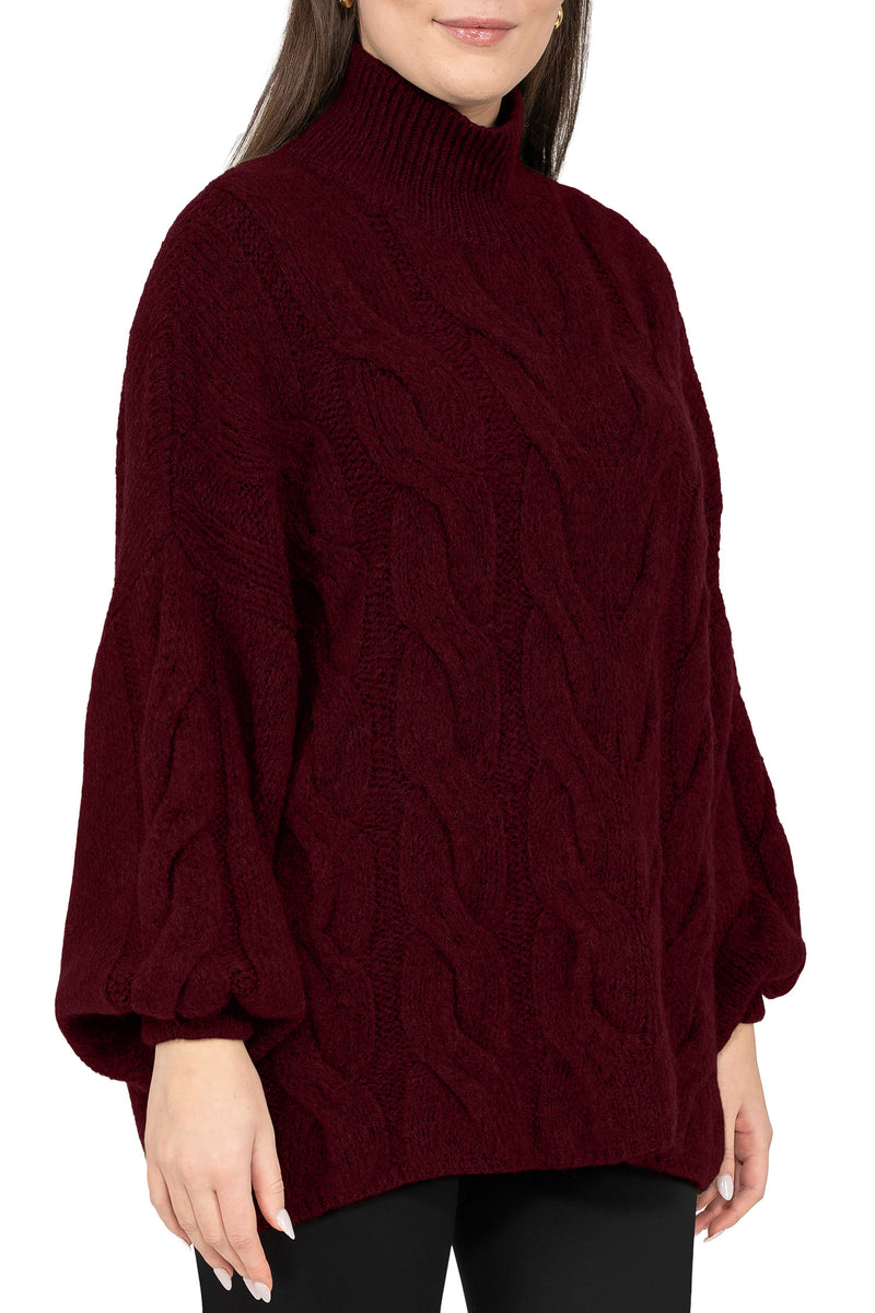 Damen Relaxed Fit Strickpullover 25RSW091 - Bordeaux