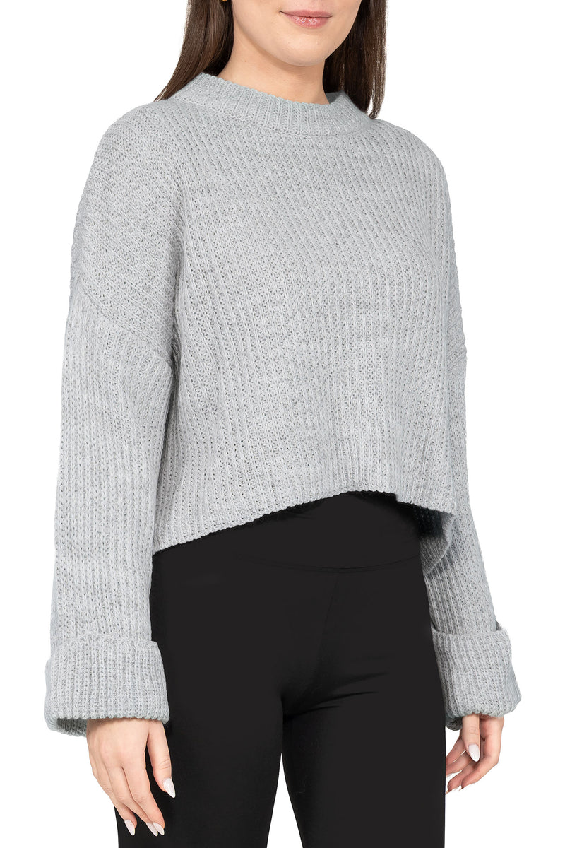 Damen Relaxed Fit Strickpullover 25RSW093 - Grey