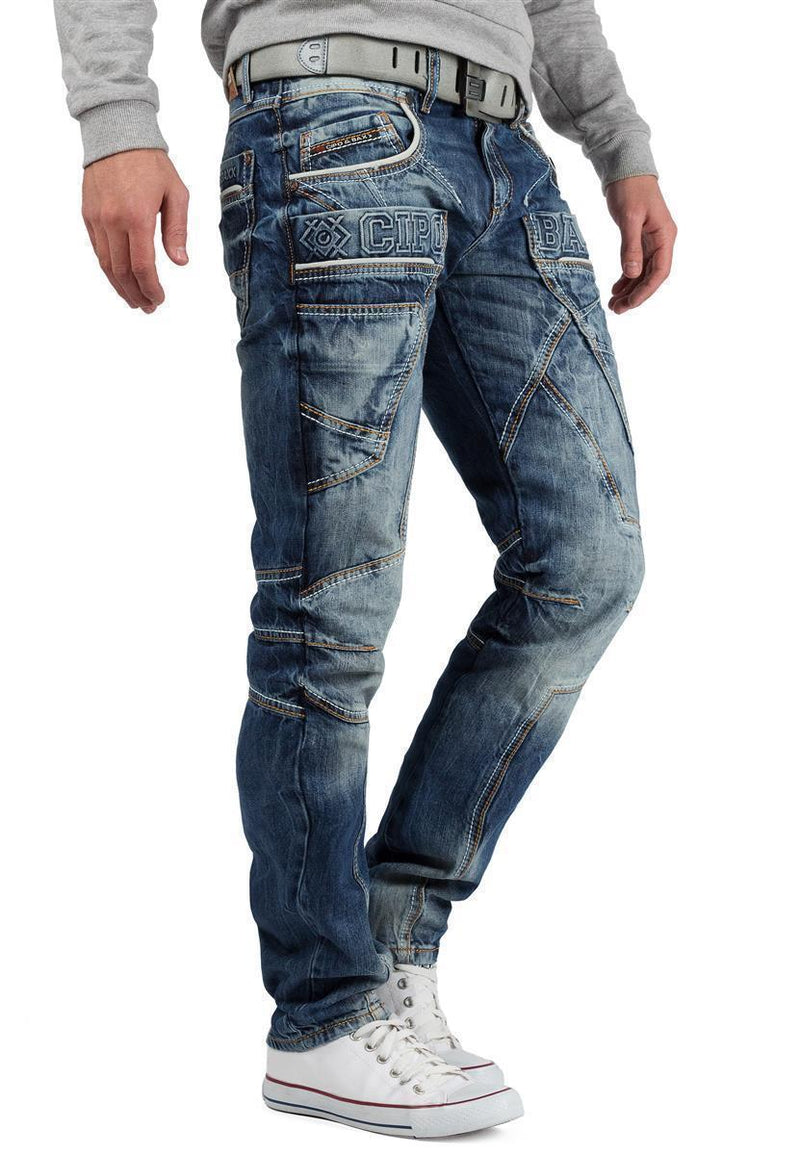Herren Regular Fit Jeans Stonewashed CD391 - Blue