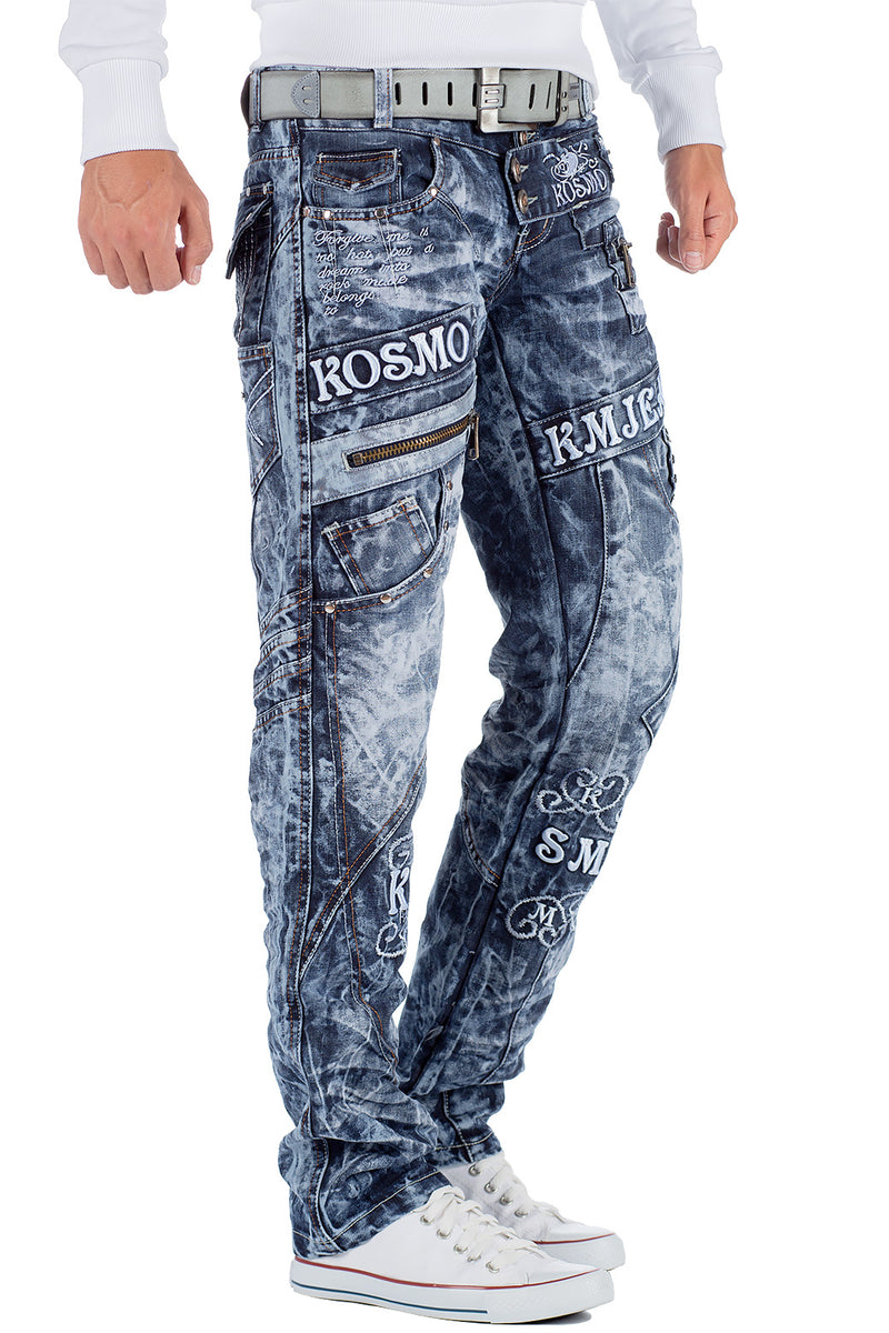 Herren Regular Fit Jeans Stonewashed KM051 - Blue