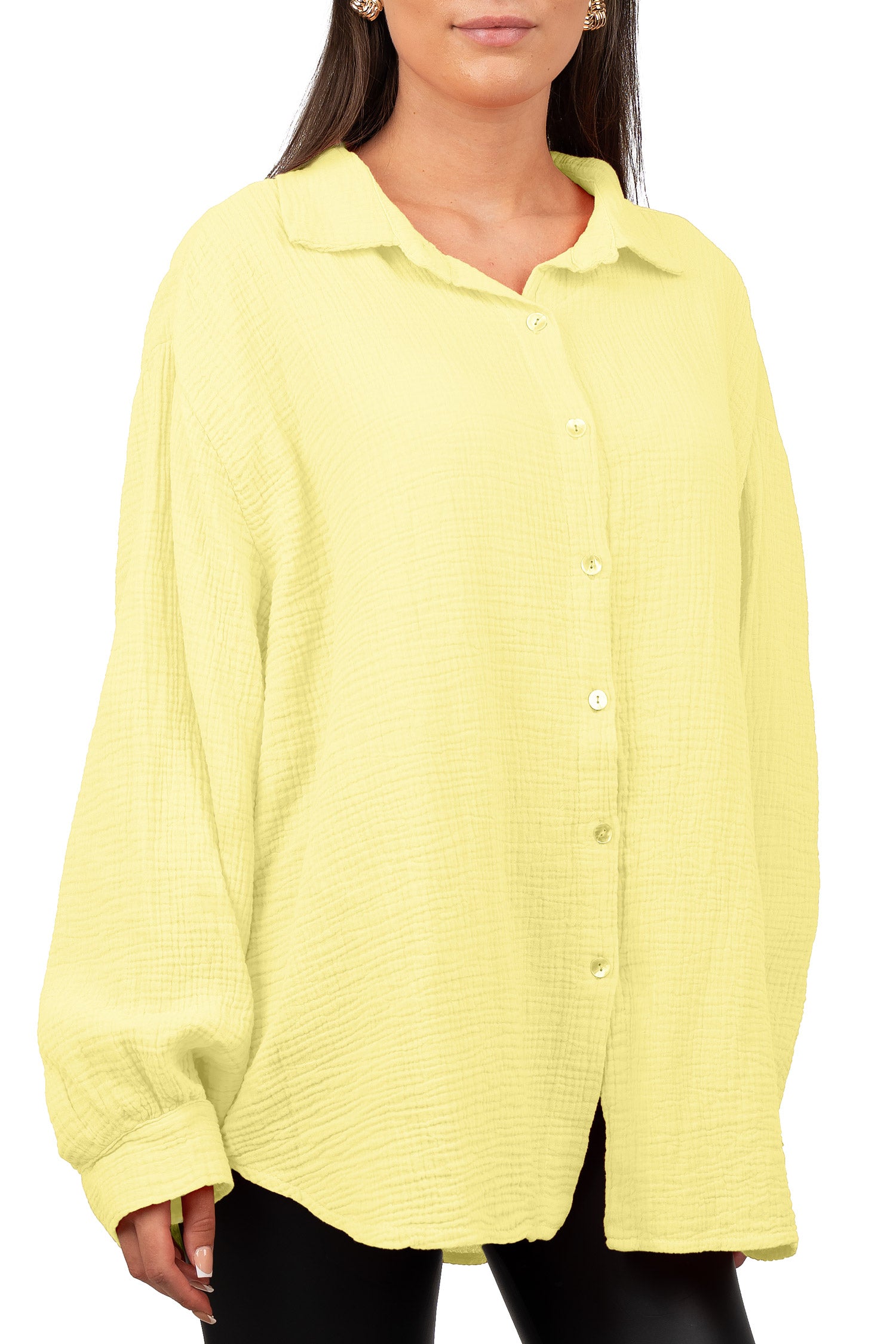 Damen Relaxed Fit Bluse Musselin 25RSW080 - Yellow