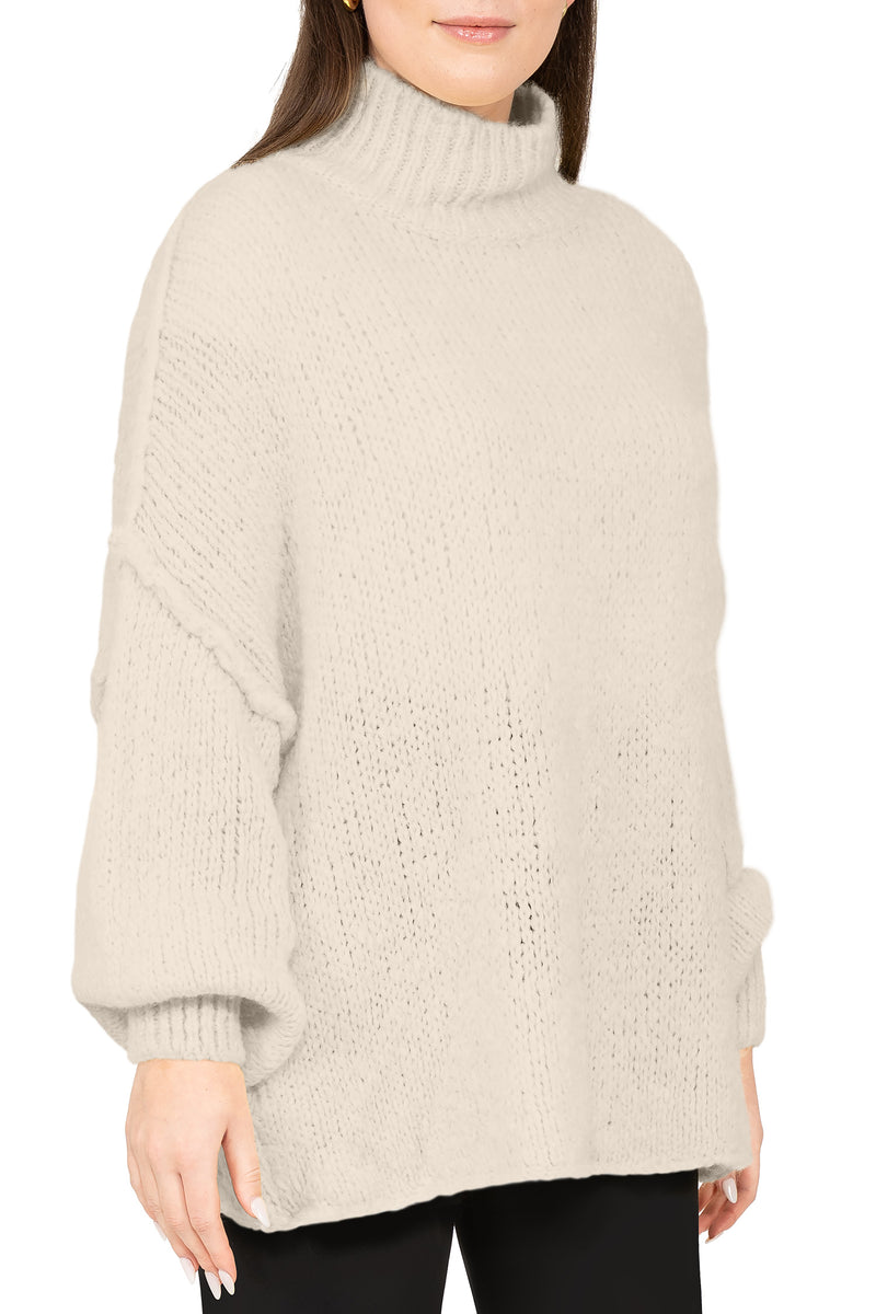 Damen Relaxed Fit Strickpullover 25RSW092 - Beige