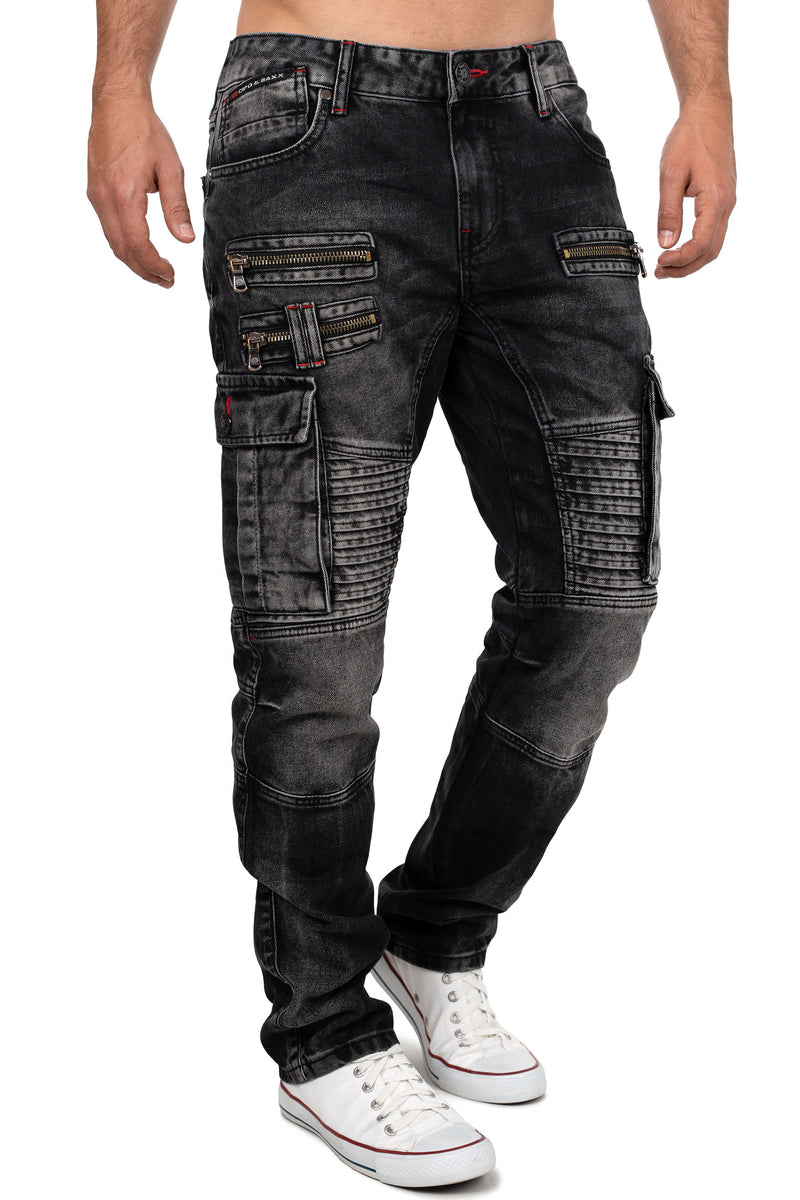 Herren Regular Fit Jeans Stonewashed CD798 - Black