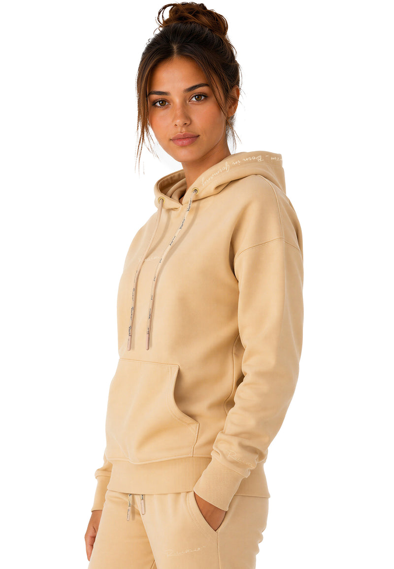 Damen Relaxed Fit Hoodie Marken-Stick 23RSW038 - Beige