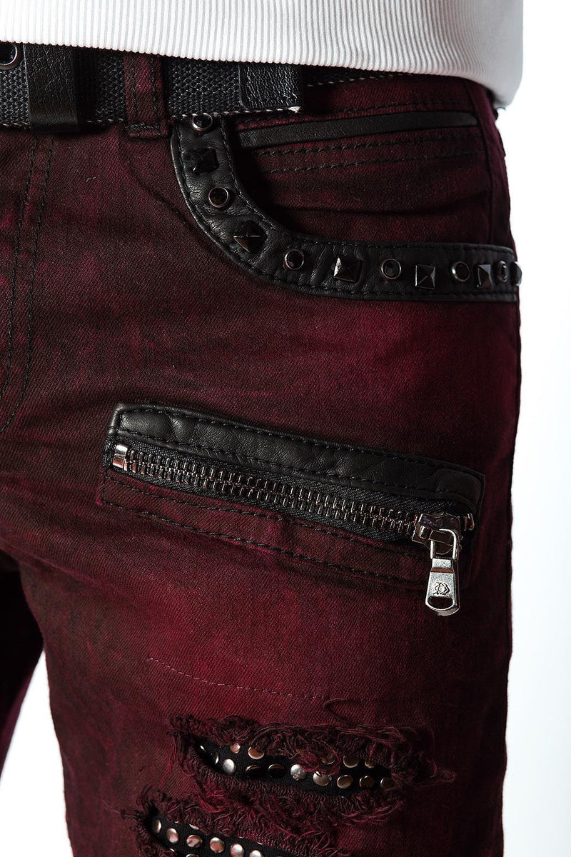 Herren Slim Fit Jeans Stonewashed CD481 - Bordeaux
