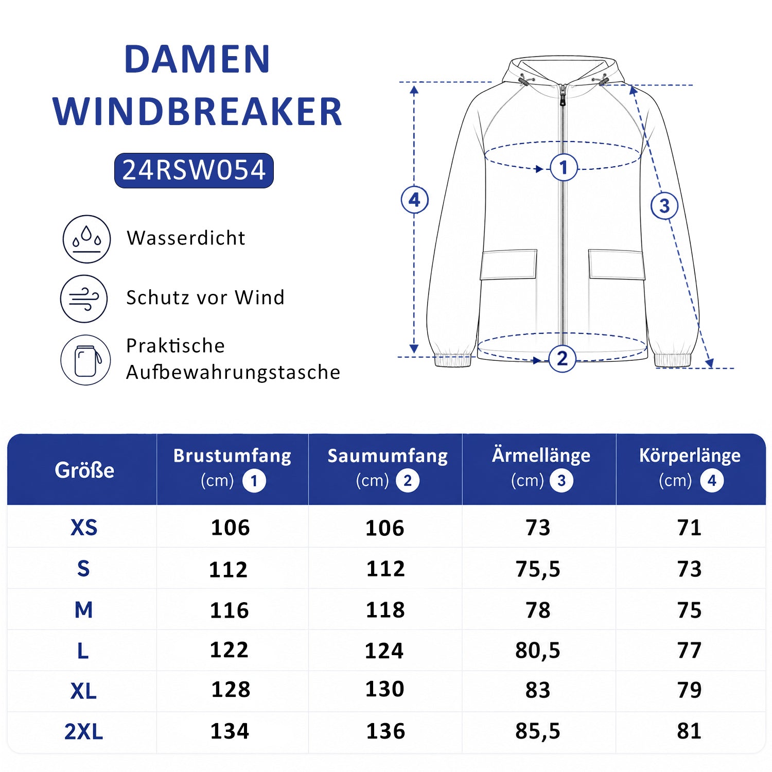 Damen Relaxed Fit Allwetter Windbreaker 24RSW054 - Navy