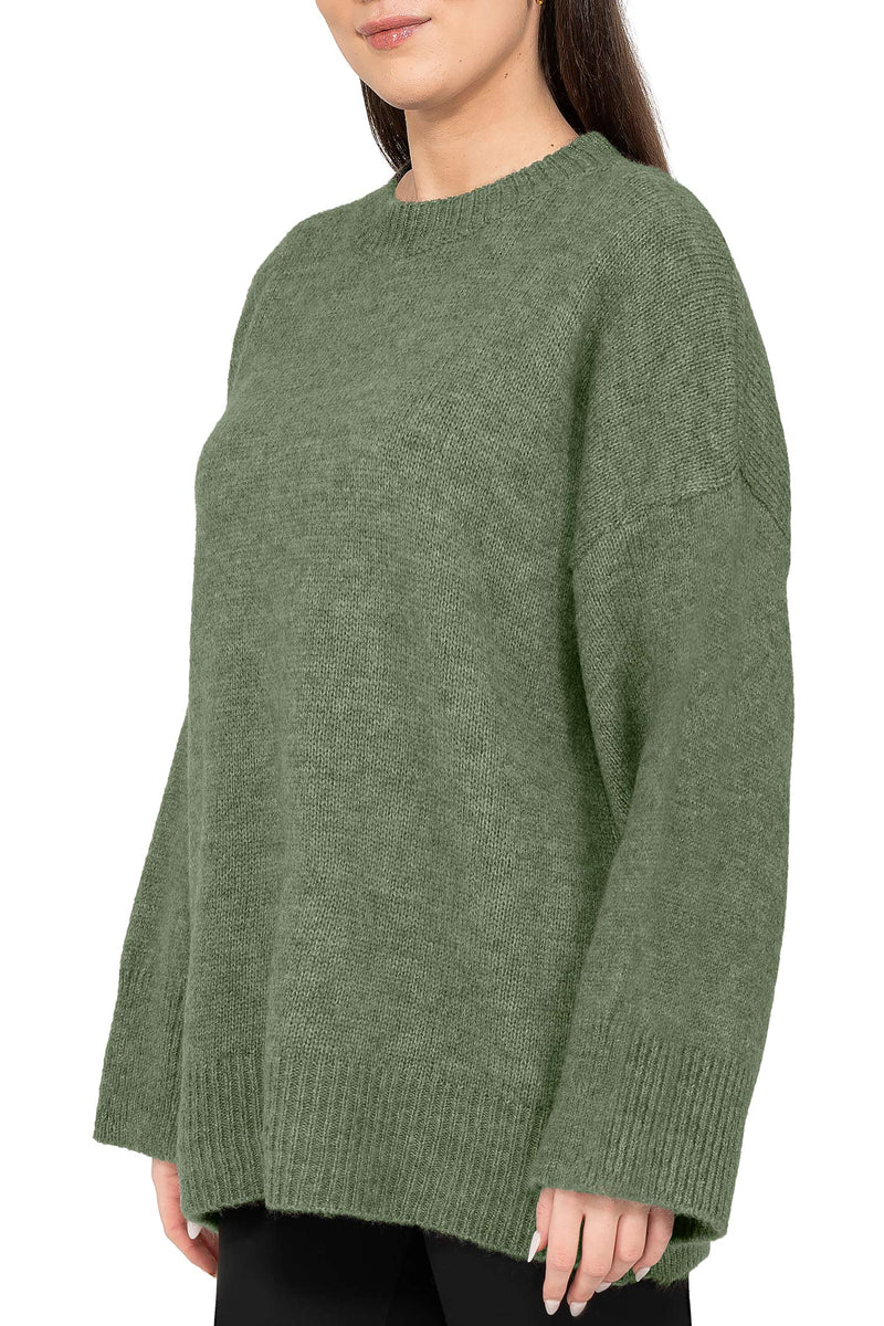 Damen Oversized Strickpullover 25RSW087 - Green