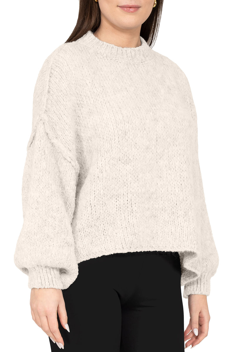 Damen Relaxed Fit Strickpullover 25RSW096 - Beige