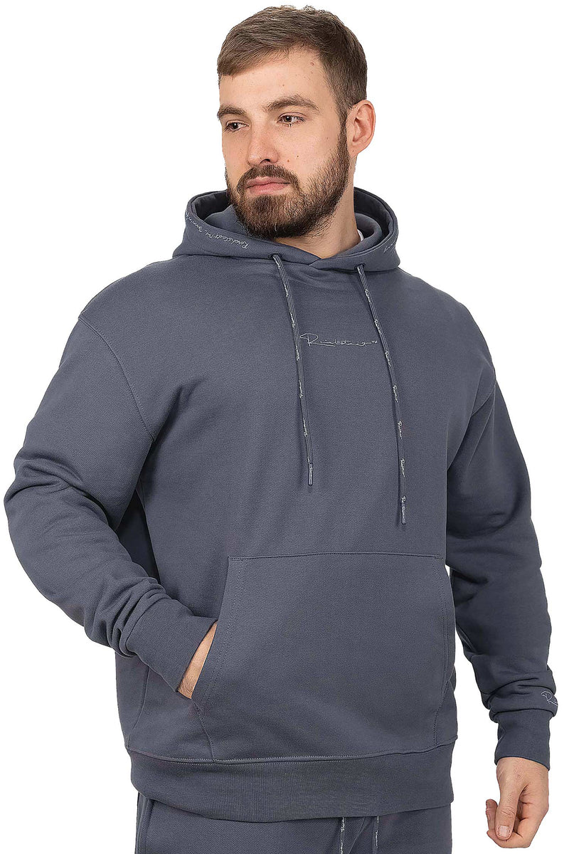 Herren Regular Fit Sport Hoodie Marken-Stick S-23RS034 - Anthracite