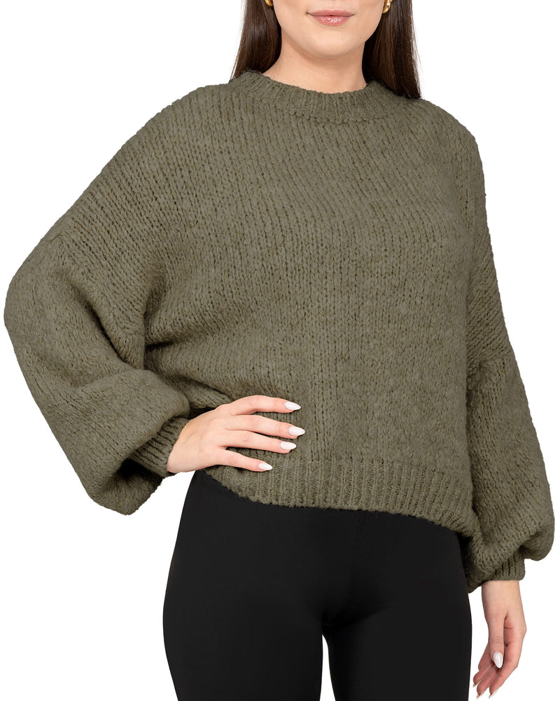 Damen Relaxed Fit Strickpullover 25RSW089 - Khaki