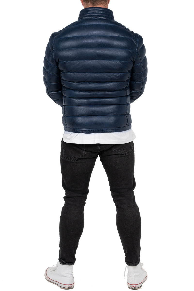 Reichstadt Herren Regular Fit Lederjacke Navy (Modell 19RS016) - Ansicht 4