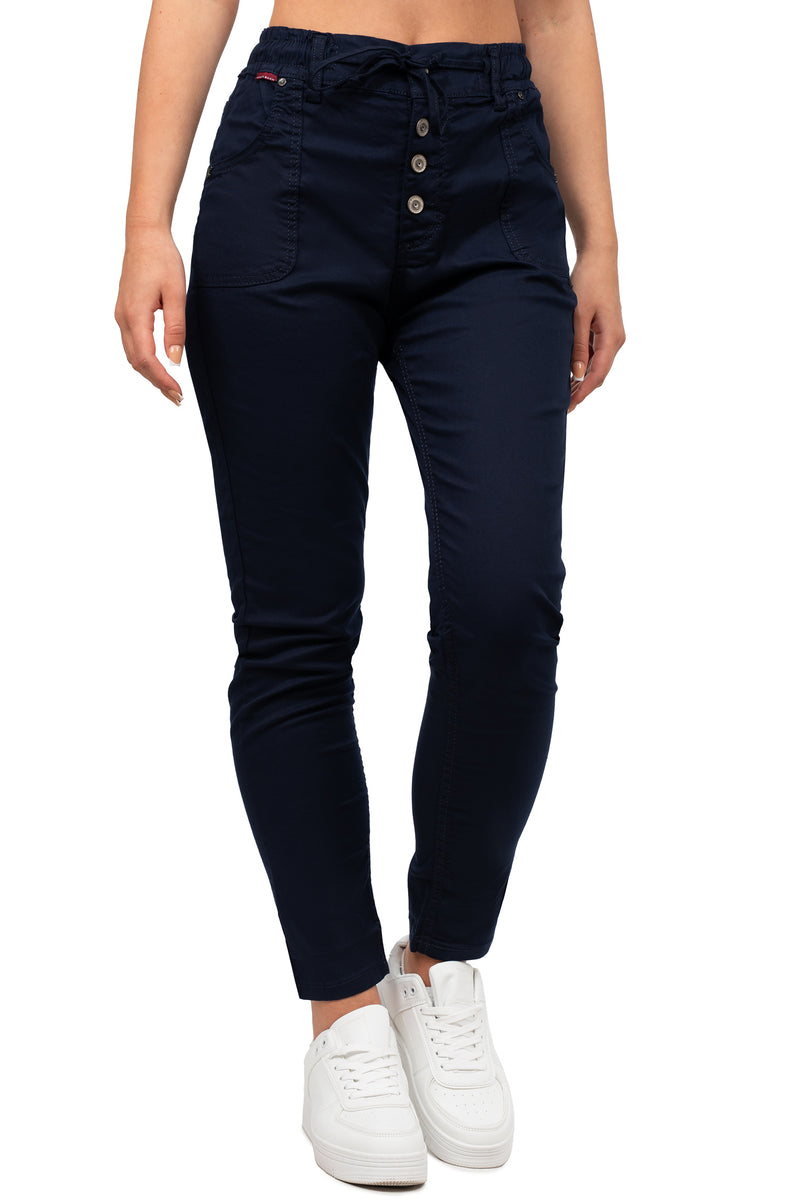 Damen Regular Fit Hose Mid Waist WD508 - Navy