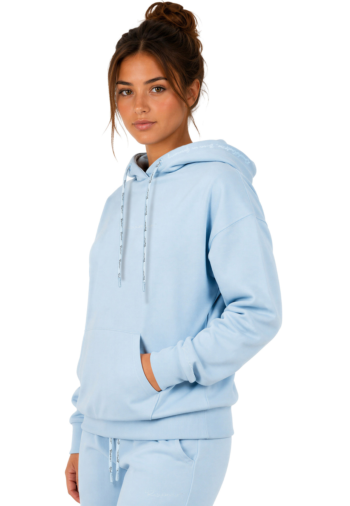 Damen Relaxed Fit Hoodie Marken-Stick in Baby Blue – Reichstadt – Ansicht 4
