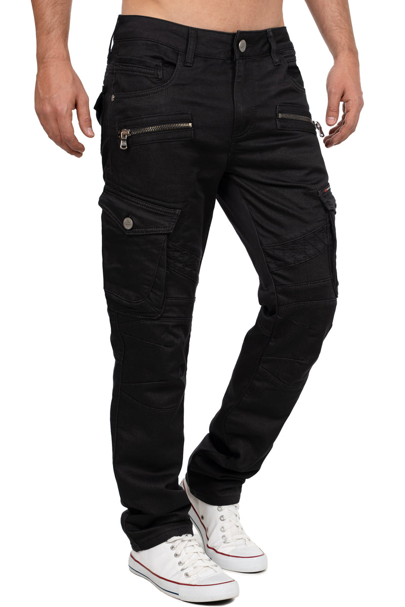 Herren Straight Fit Jeans Mid Waist CD424 - Black