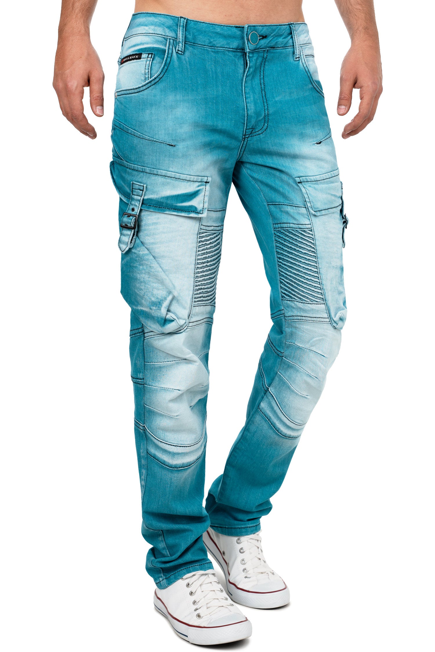 Herren Regular Fit Jeans Stonewashed CD523 - Green