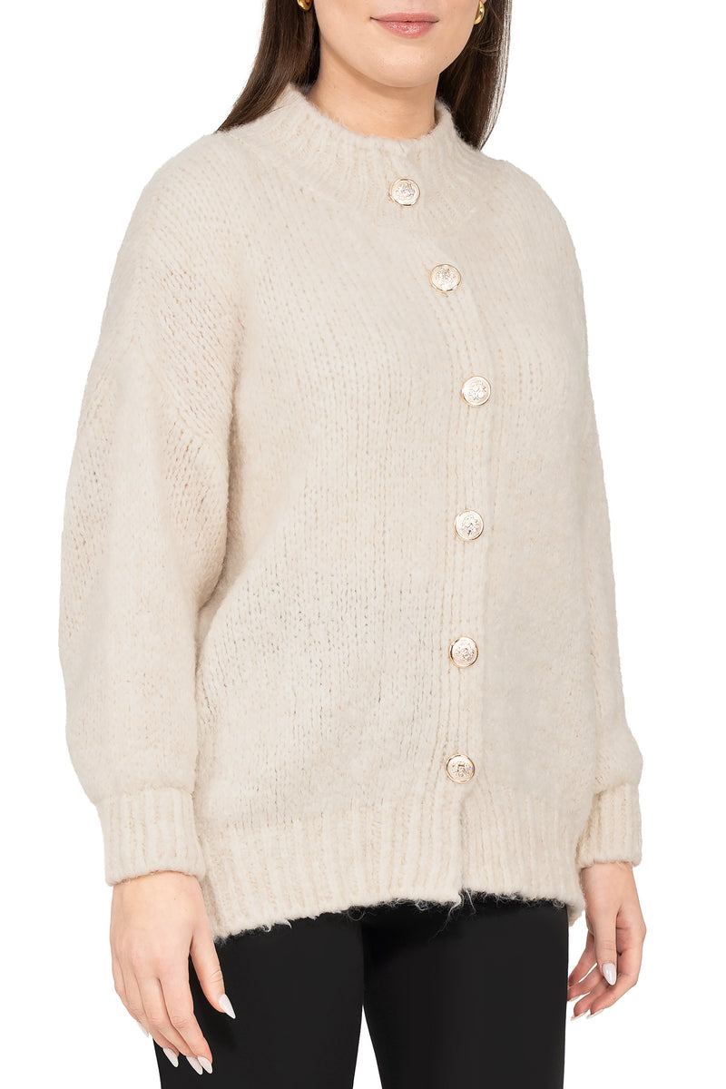 Damen Relaxed Fit Strickjacke 25RSW094 - Beige