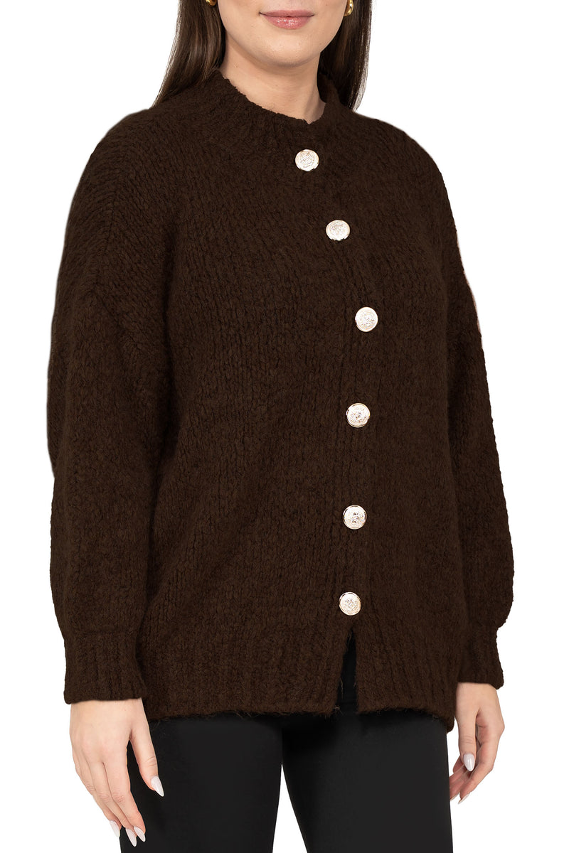 Damen Relaxed Fit Strickjacke 25RSW094 - Brown
