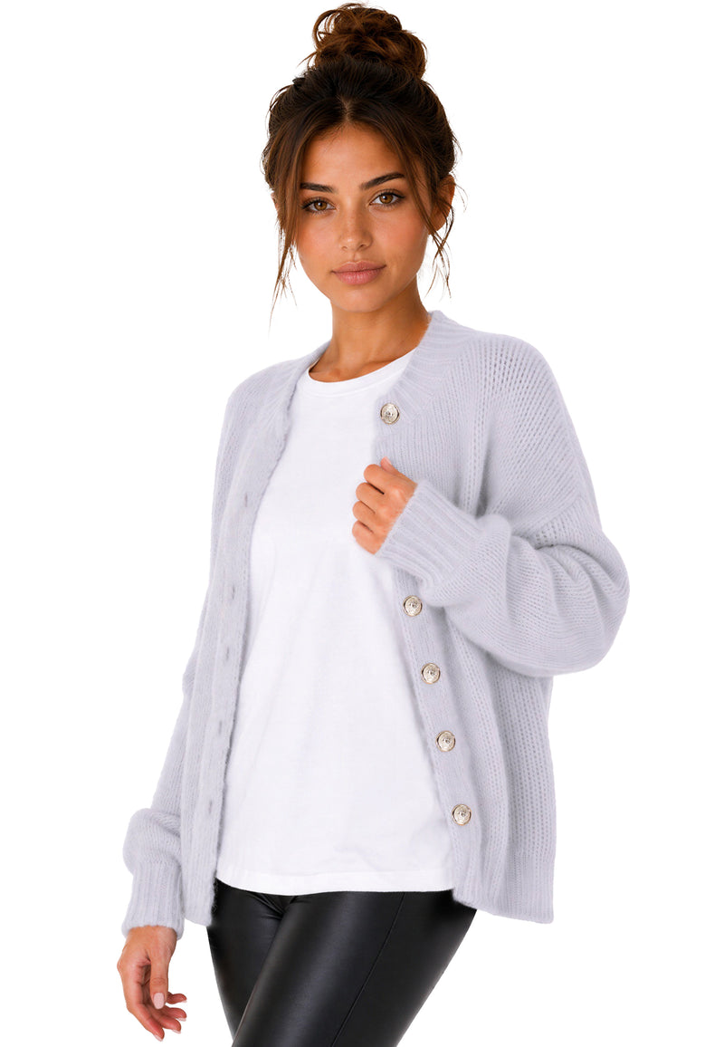 Damen Relaxed Fit Strickjacke 25RSW094 - Purple