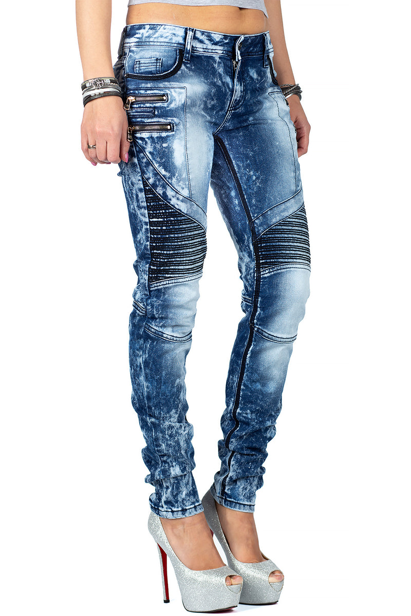 Damen Slim Fit Jeans Stonewashed WD361 - Blue