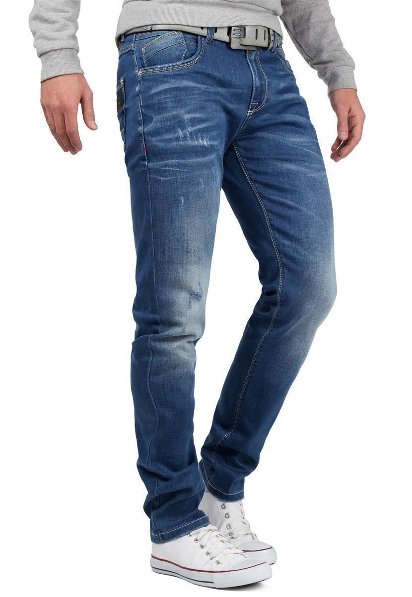 Herren Regular Fit Jeans Stonewashed in Blue – Cipo & Baxx – Ansicht 4