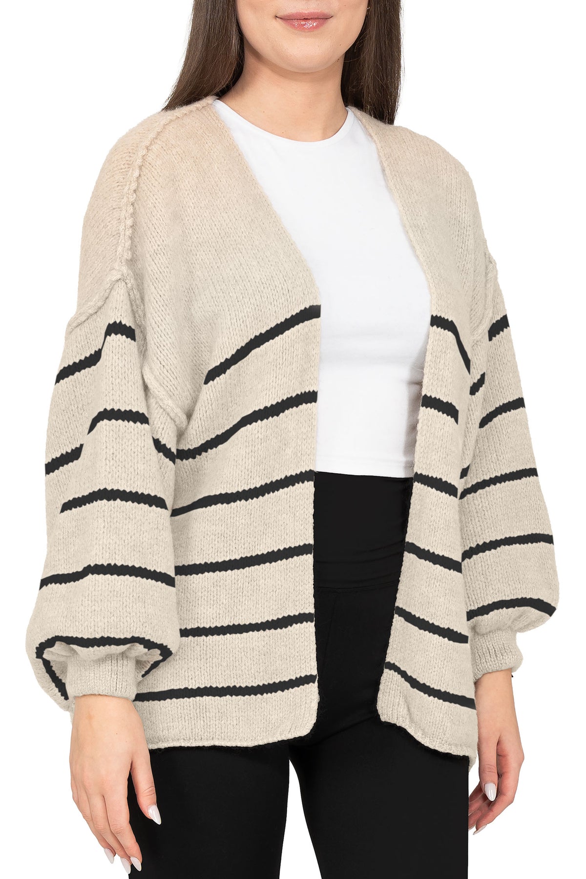Damen Relaxed Fit Cardigan in Beige – Reichstadt – Ansicht 4