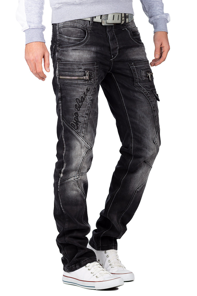Herren Regular Fit Jeans Stonewashed CD296 - Black