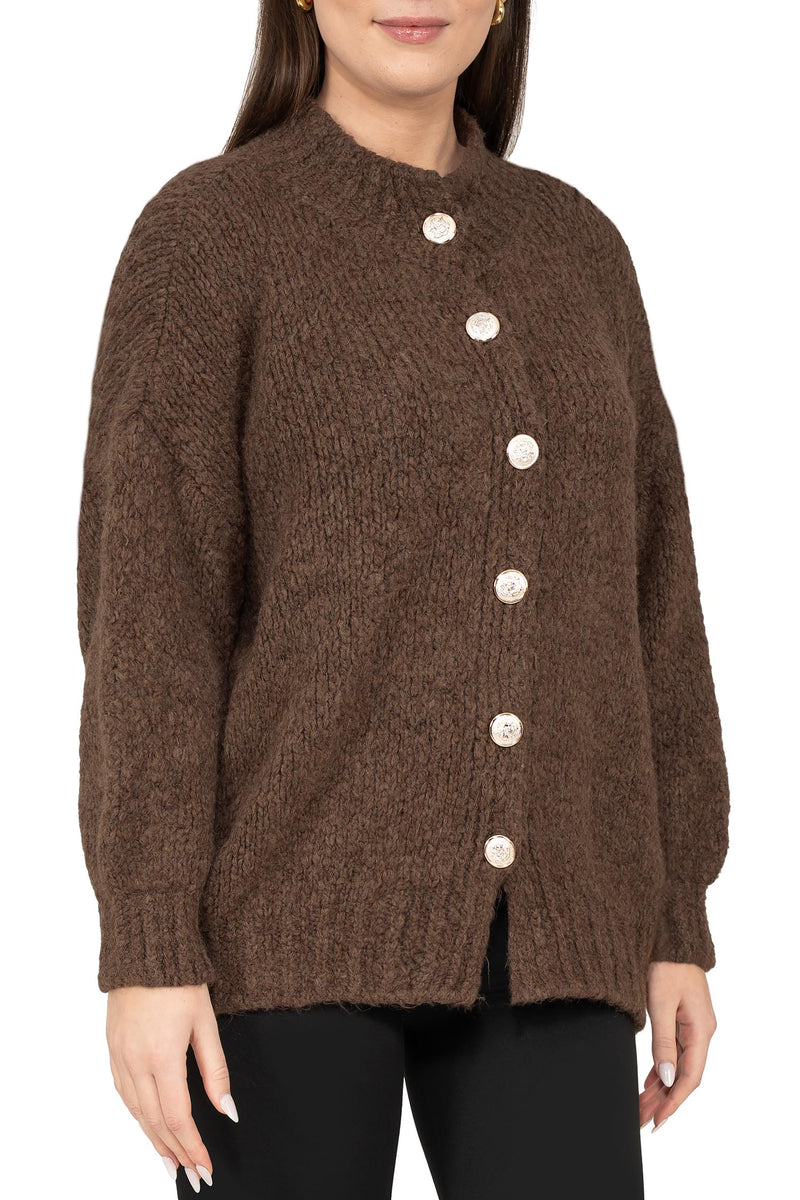 Damen Relaxed Fit Strickjacke in Taupe – Reichstadt – Ansicht 4