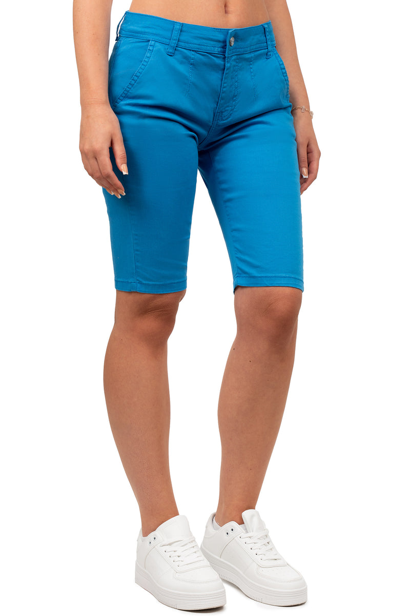 Damen Straight Fit Shorts Mid Waist WK186 - Blue