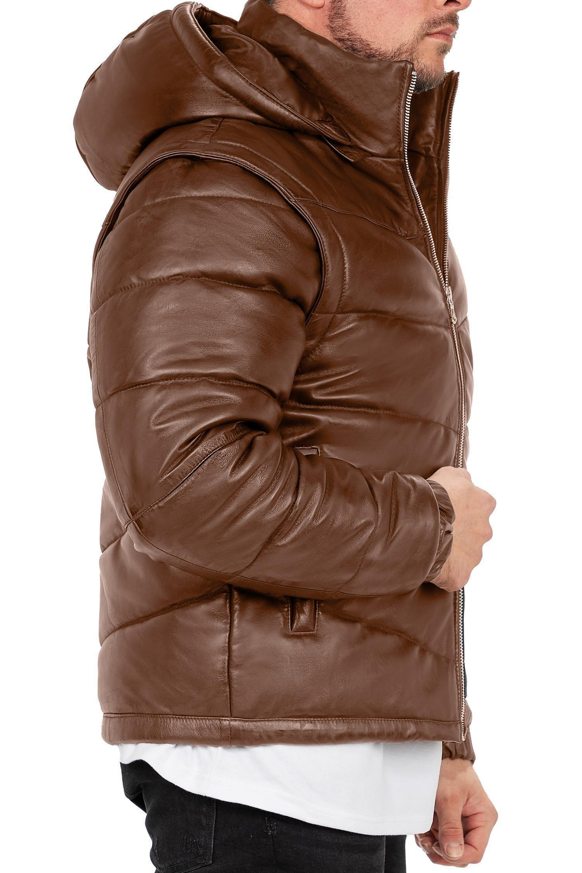 Herren Regular Fit Jacke Echtleder in Cognac – Reichstadt – Ansicht 4