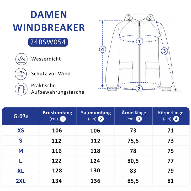 Damen Relaxed Fit Allwetter Windbreaker 24RSW054 - Black