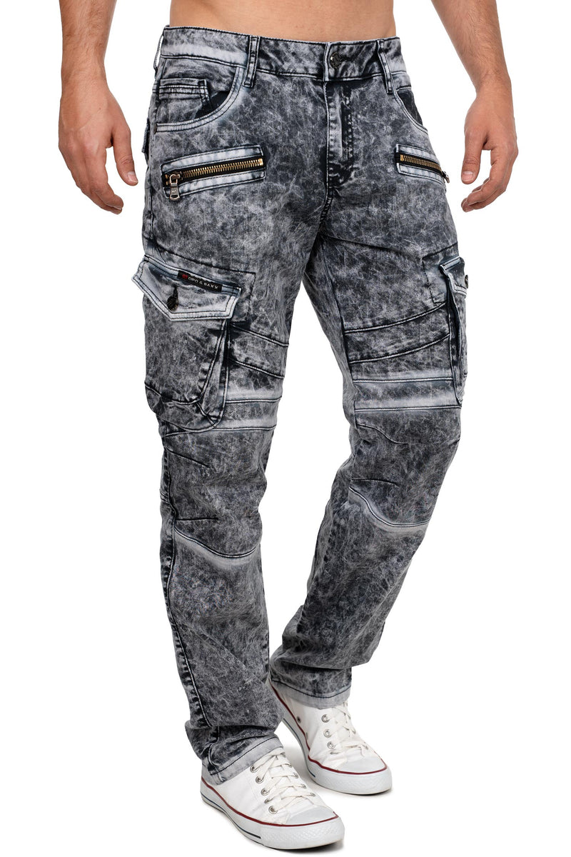 Herren Straight Fit Jeans Stonewashed CD780 - Black